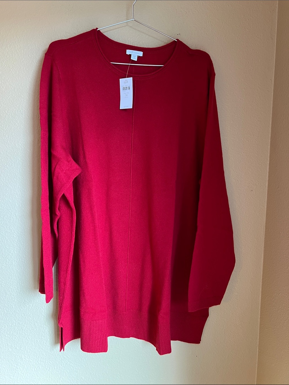 J Jill Cashmere Sweater Tunic True Red 3X NWT